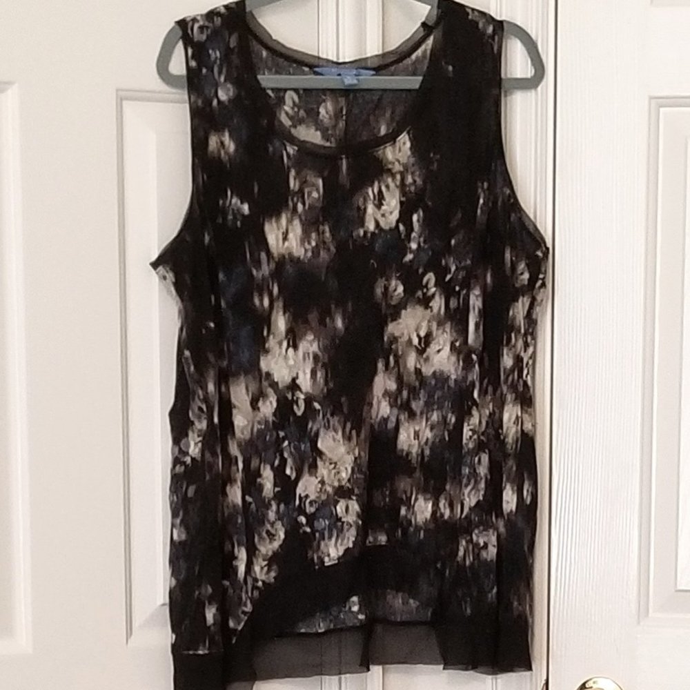 Simply Vera Vera Wang Black print sleeveless top, size XL